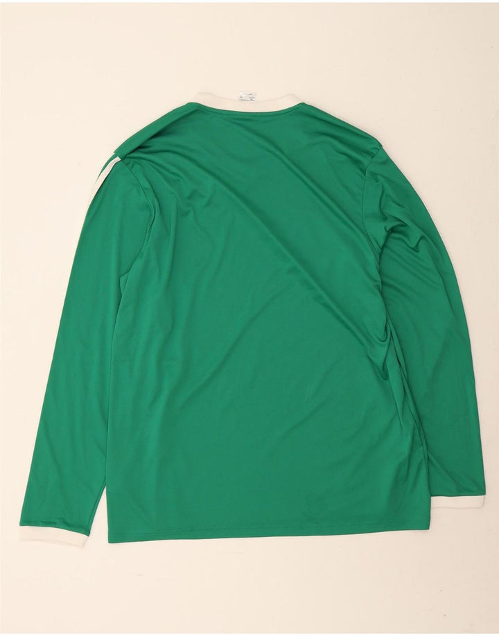 Adidas Hommes Climalite Top Manches Longues 2XL Vert Rayé Polyester