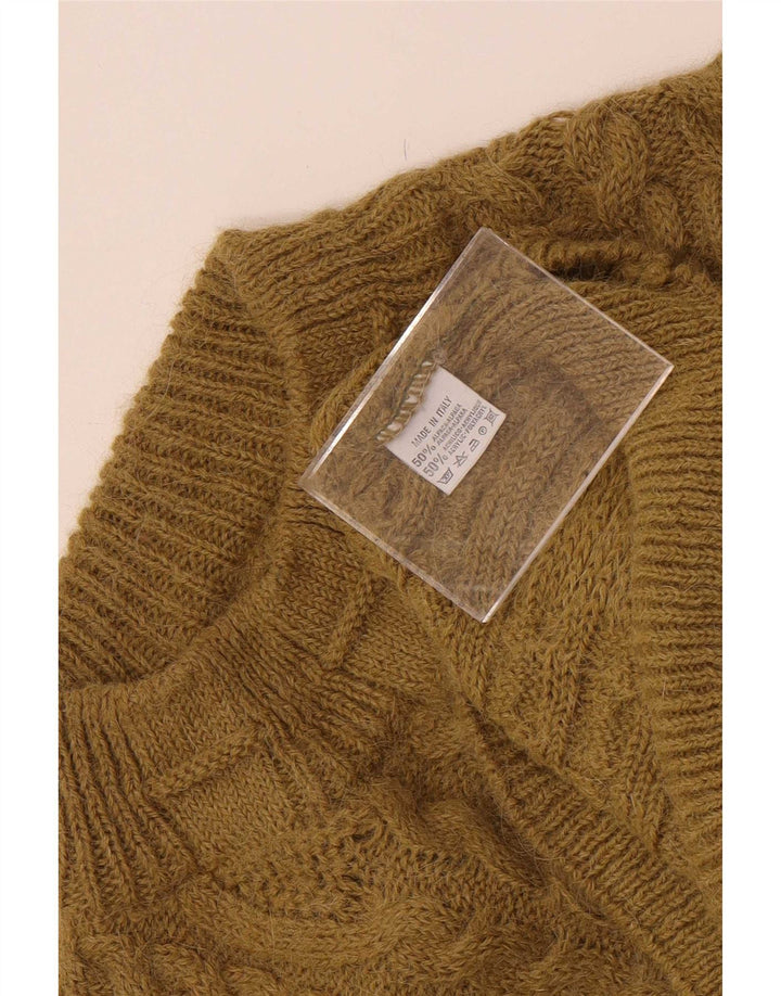 vintage Mens Turtle Neck Jumper Pull Petite laine d’alpaga kaki