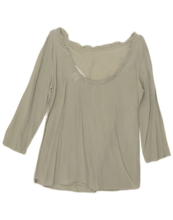 Ottod'Ame Chemisier à manches 3/4 pour femme UK 10 Petite soie verte