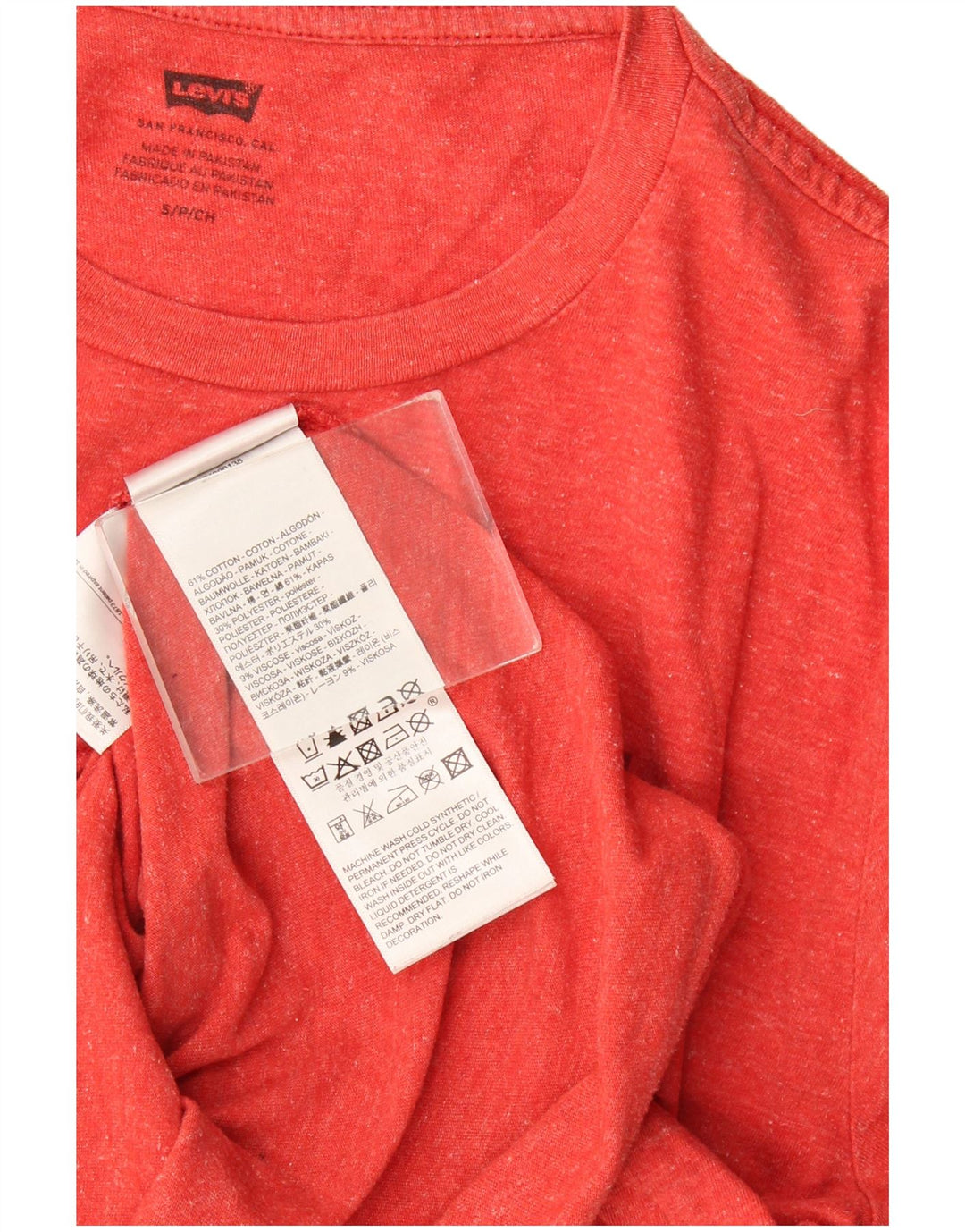 Levi's Tee-Shirt Graphique Homme Small Rouge Moucheté Coton