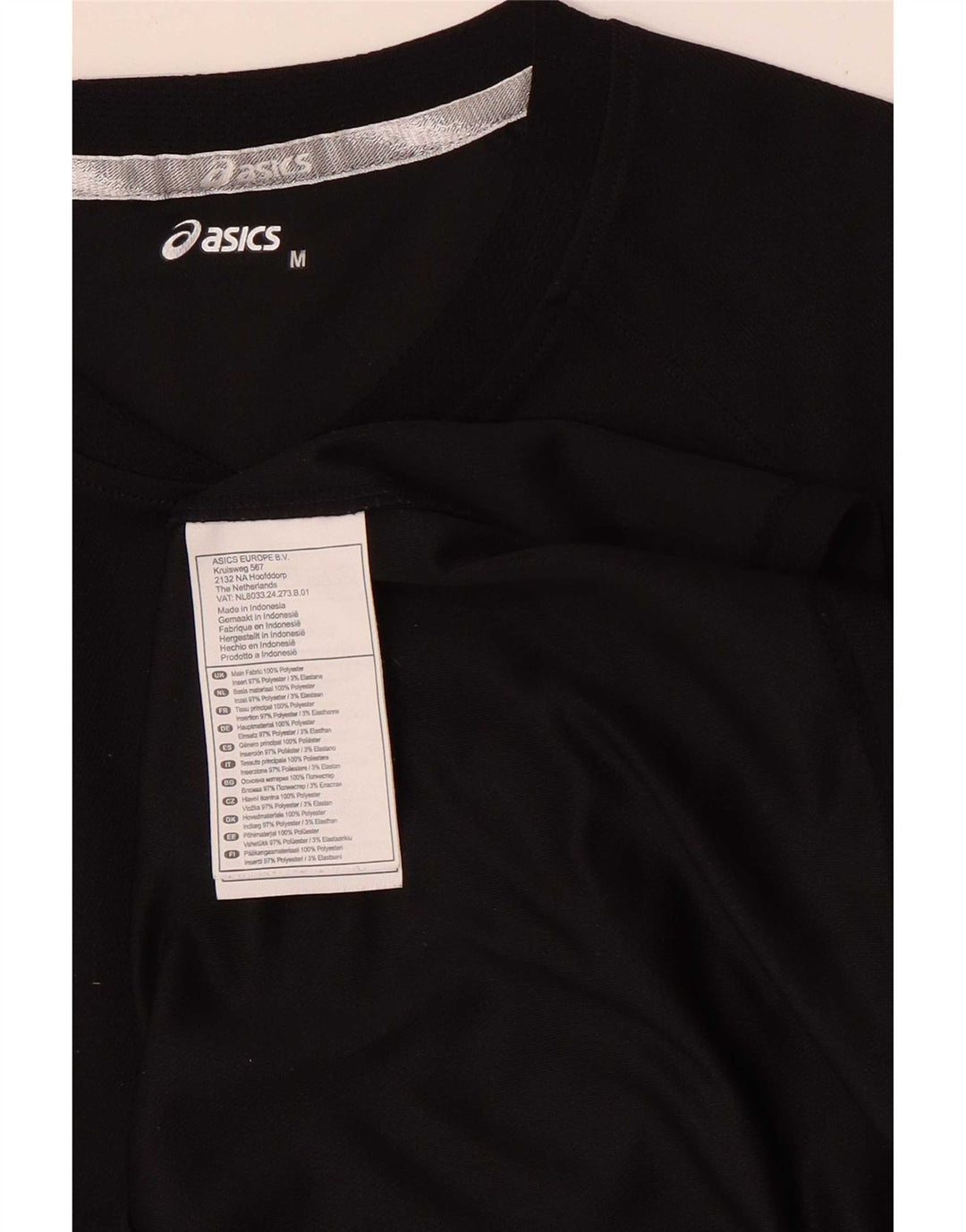 T-shirt Asics Femme UK 12 Medium Noir Polyester