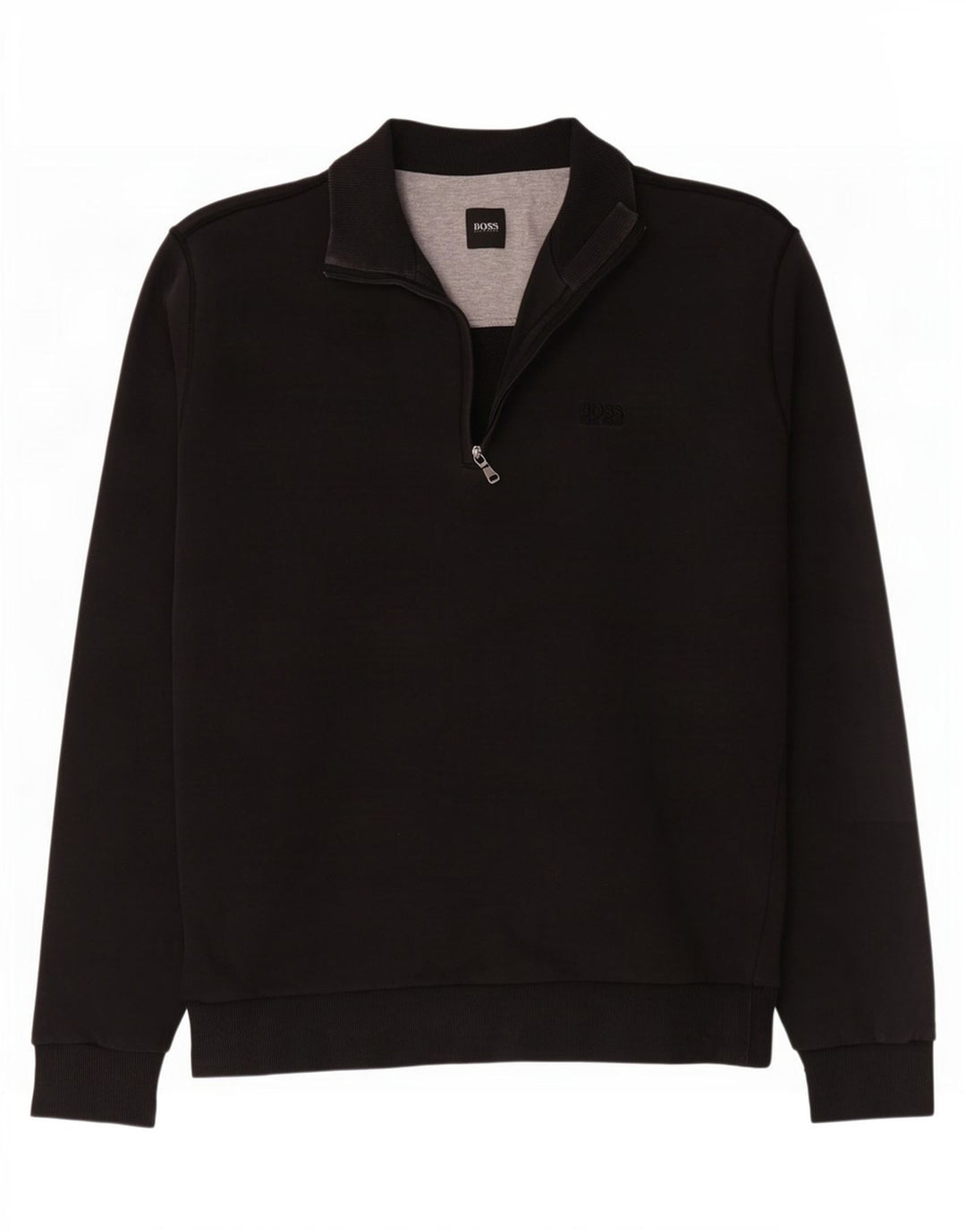 HUGO BOSS Sweat-shirt à col zippé en coton noir moyen |