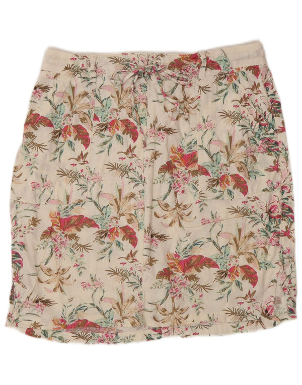 Marks & Spencer Jupe droite pour femme UK 12 Medium W30 Blanc cassé Floral