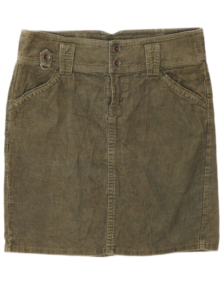 Benetton Jupe En Velours Côtelé Femme IT 44 Medium W32 Kaki Coton