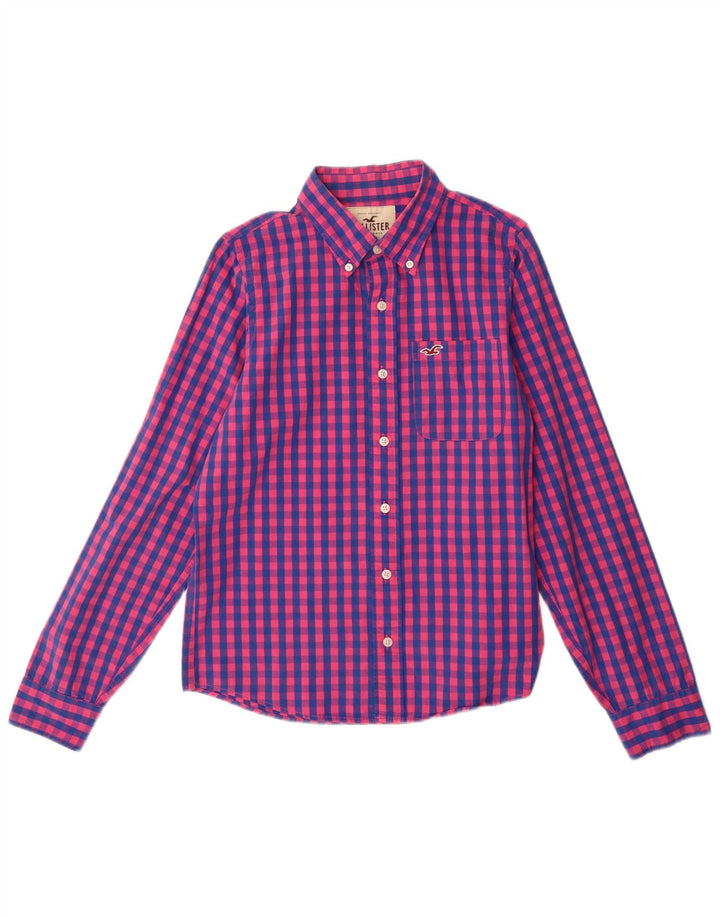 HOLLISTER Chemise pour hommes en coton à carreaux rose moyen