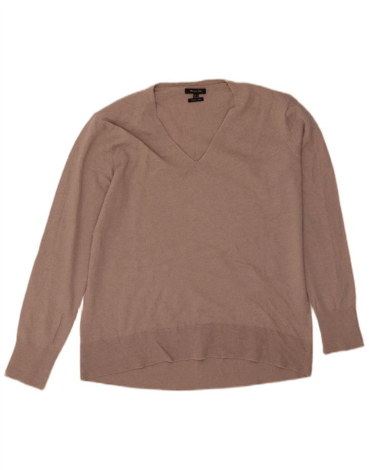 Massimo Dutti Pull surdimensionné à col en V pour femme UK 6 XS Gris
