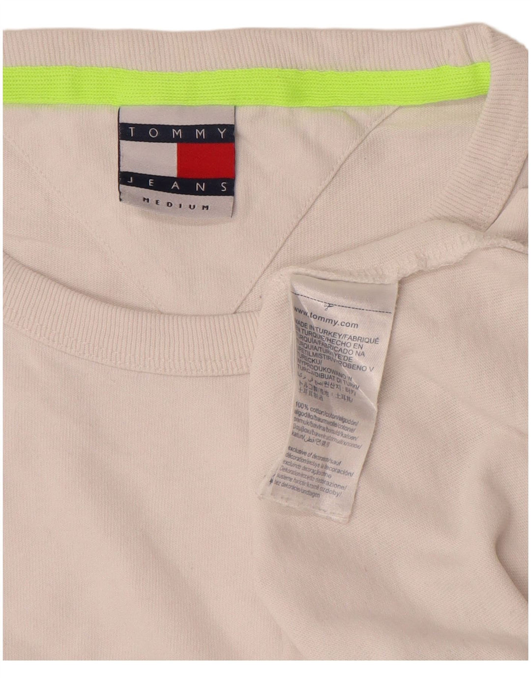 Tommy Hilfiger T-Shirt Graphique Homme Blanc Moyen Coton