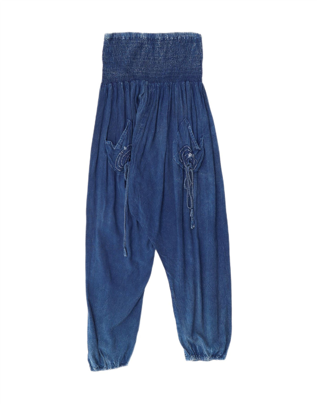 VINTAGE Womens Crop Harem Trousers One Size  Blue Viscose Vintage Vintage and Second-Hand Vintage from Messina Hembry 