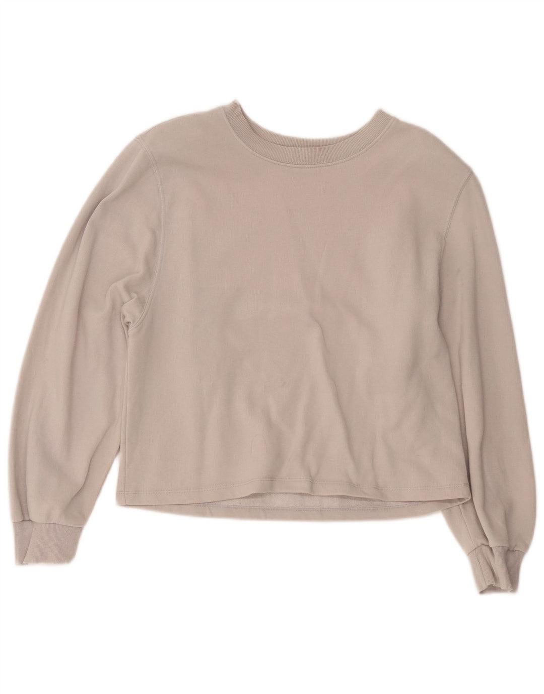 Zara Womens Crop Sweatshirt Jumper UK 14 Coton Gris Moyen