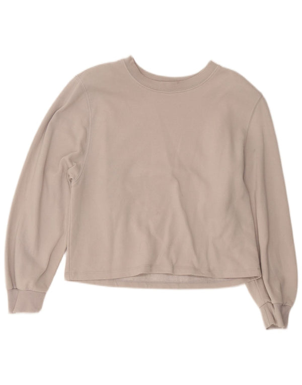Zara Womens Crop Sweatshirt Jumper UK 14 Coton Gris Moyen