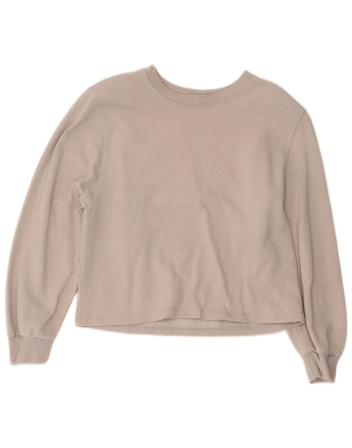 Zara Womens Crop Sweatshirt Jumper UK 14 Coton Gris Moyen