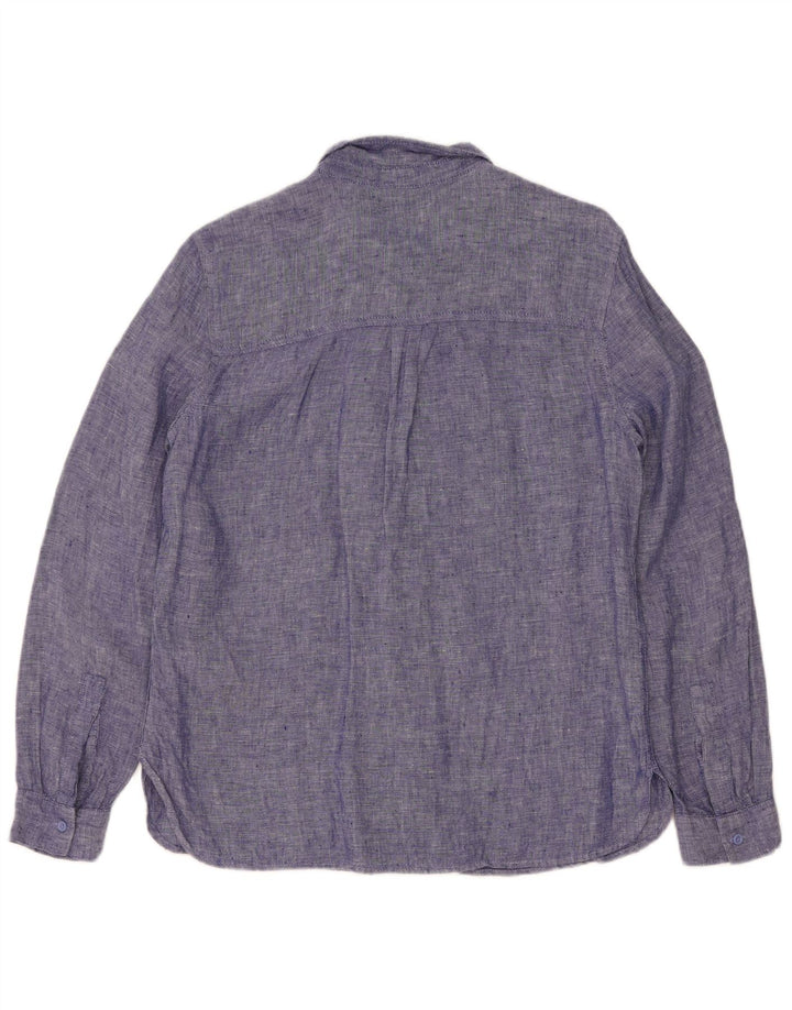 Marks & Spencer Chemise Femme UK 12 Lin Bleu Moyen