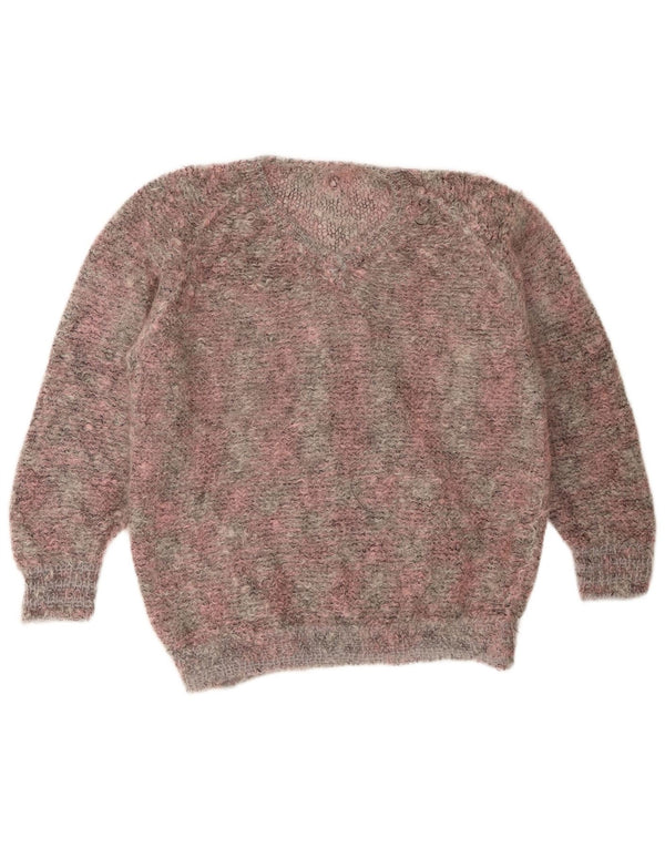vintage Femmes V-Col Jumper Pull UK 18 XL Rose