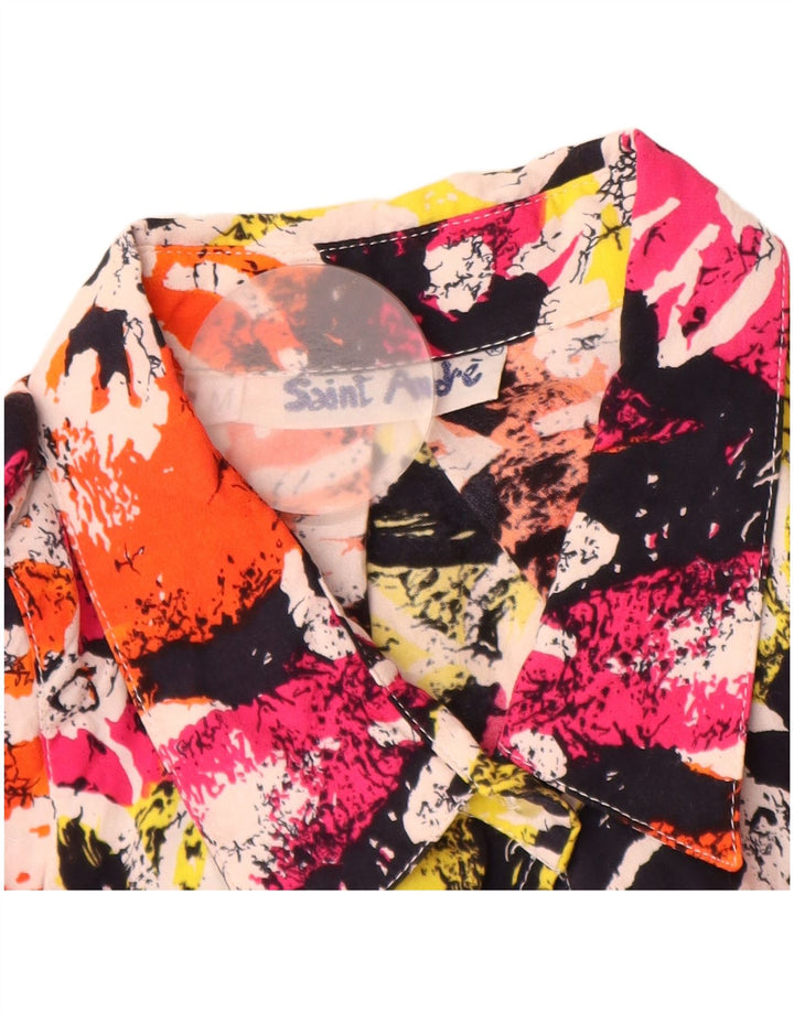 vintage Femmes Surdimensionné Chemise Longue Blouse UK 14 Moyen Multicolore