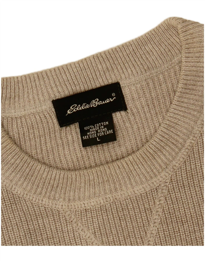 Eddie Bauer Pull à col rond pour homme en coton beige