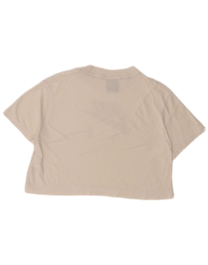 NIKE Womens Crop Oversize Graphic T-Shirt Top UK 10 Petit Coton Blanc