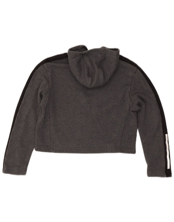 Adidas Sweat à capuche court pour fille 11-12 ans Gris Colorblock Coton