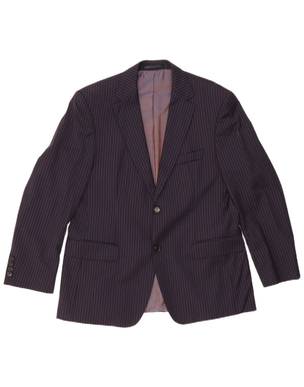 HUGO BOSS Veste blazer à 2 boutons pour homme UK 42 XL Bleu marine à fines rayures