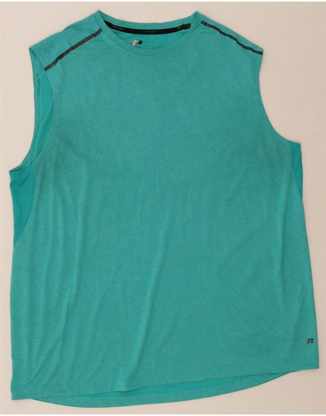 RUSSELL ATHLETIC Mens Vest Top 2XL Turquoise Polyester Vintage Russell Athletic and Second-Hand Russell Athletic from Messina Hembry 