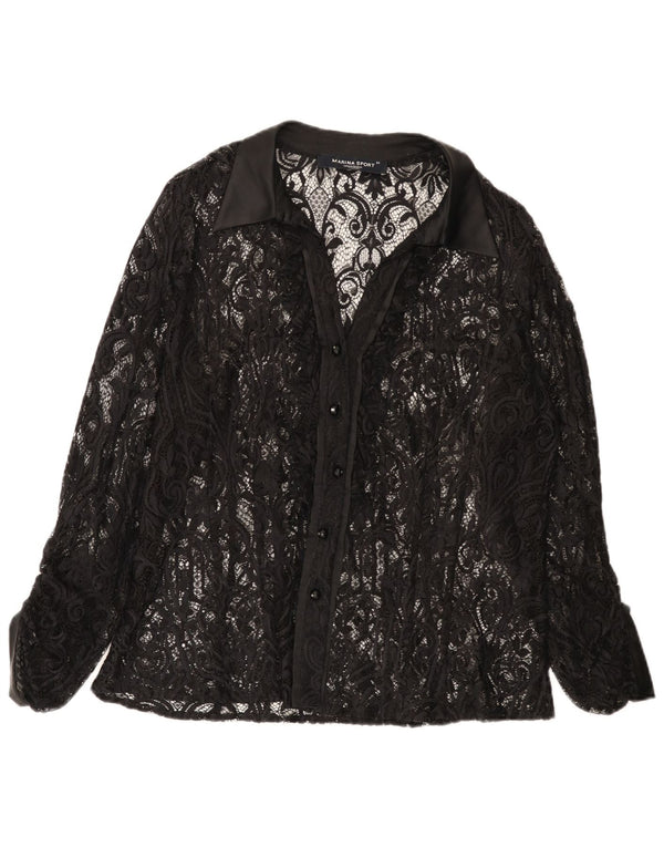 Marina Rinaldi Chemise en dentelle pour femme Blouse Taille 25 Grand Noir Floral
