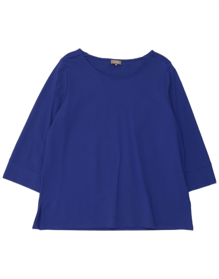 Jaeger Haut Femme Manches 3/4 UK 18 XL Bleu Viscose