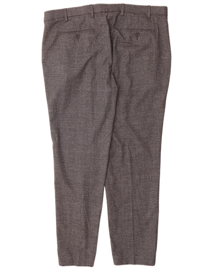Marks & Spencer Pantalon de costume droit coupe ajustée pour homme W40 L31 Gris à carreaux