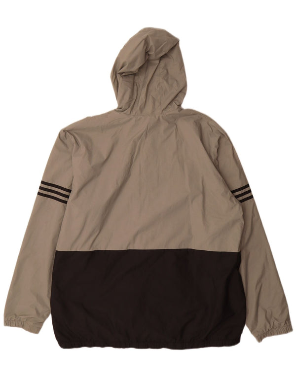 Adidas Veste de pluie à capuche pour homme UK 42 XL Gris Colorblock Polyamide