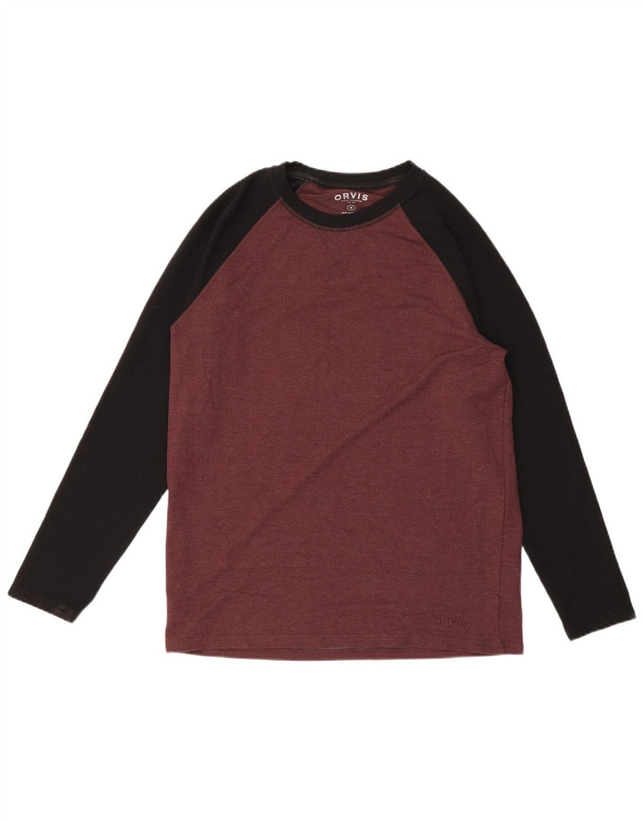 ORVIS Haut à manches longues pour homme en viscose colour block bordeaux moyen