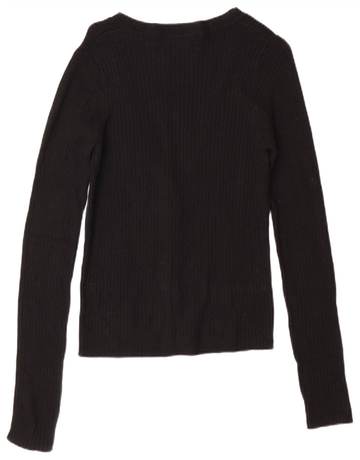 Zara Cardigan Femme Pull UK 12 Rayonne Noire Moyenne