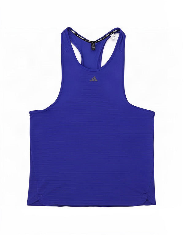 Adidas Homme Aeroready Débardeur Large Bleu Rayures Polyester