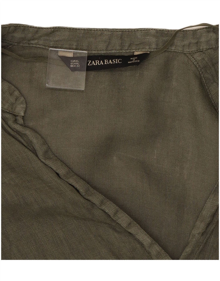 ZARA Womens Shirt Blouse UK 18 XL Khaki