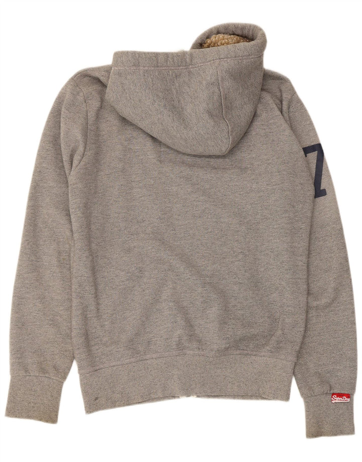 Superdry Pull à capuche zippé graphique pour hommes, grand coton gris