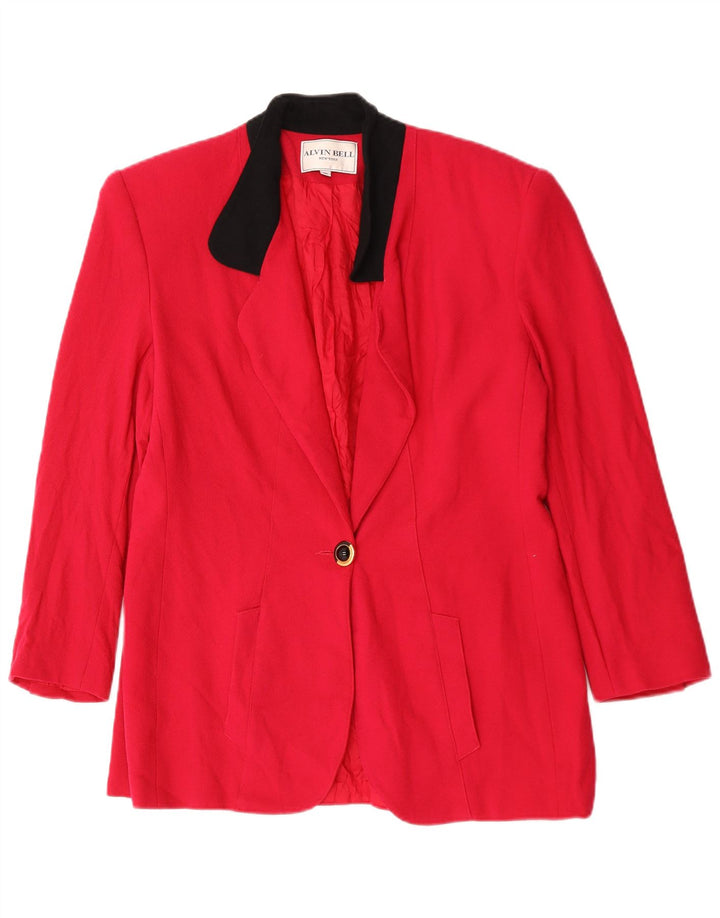 Alvin Bell Veste Blazer 1 Bouton pour Femme UK 16 Grande Laine Colorblock Rouge