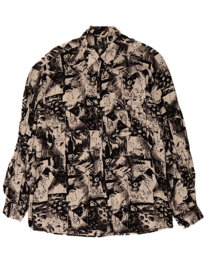 VINTAGE Chemise à motif abstrait pour homme Taille 41 Grand Noir