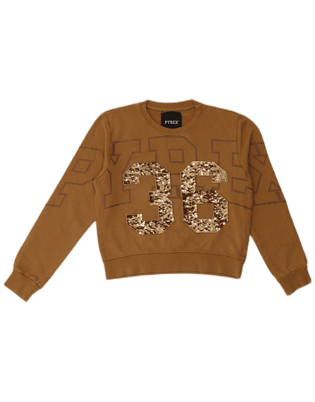 Pyrex Sweat-shirt graphique pour femme UK 6 XS Marron Coton