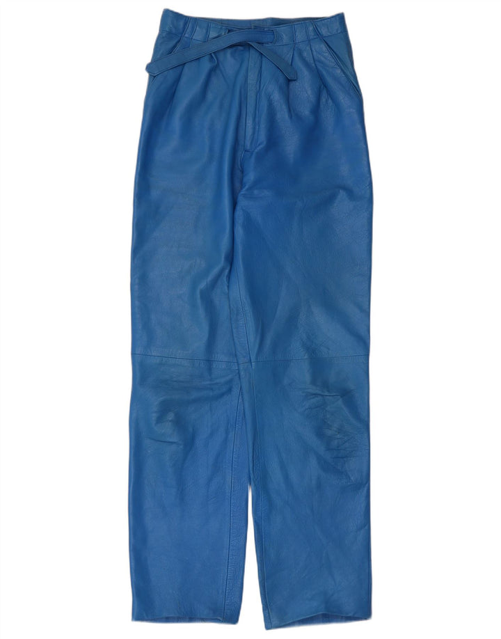 Pantalon en cuir chevillé femme vintage IT 44 Medium W26 L30 Bleu