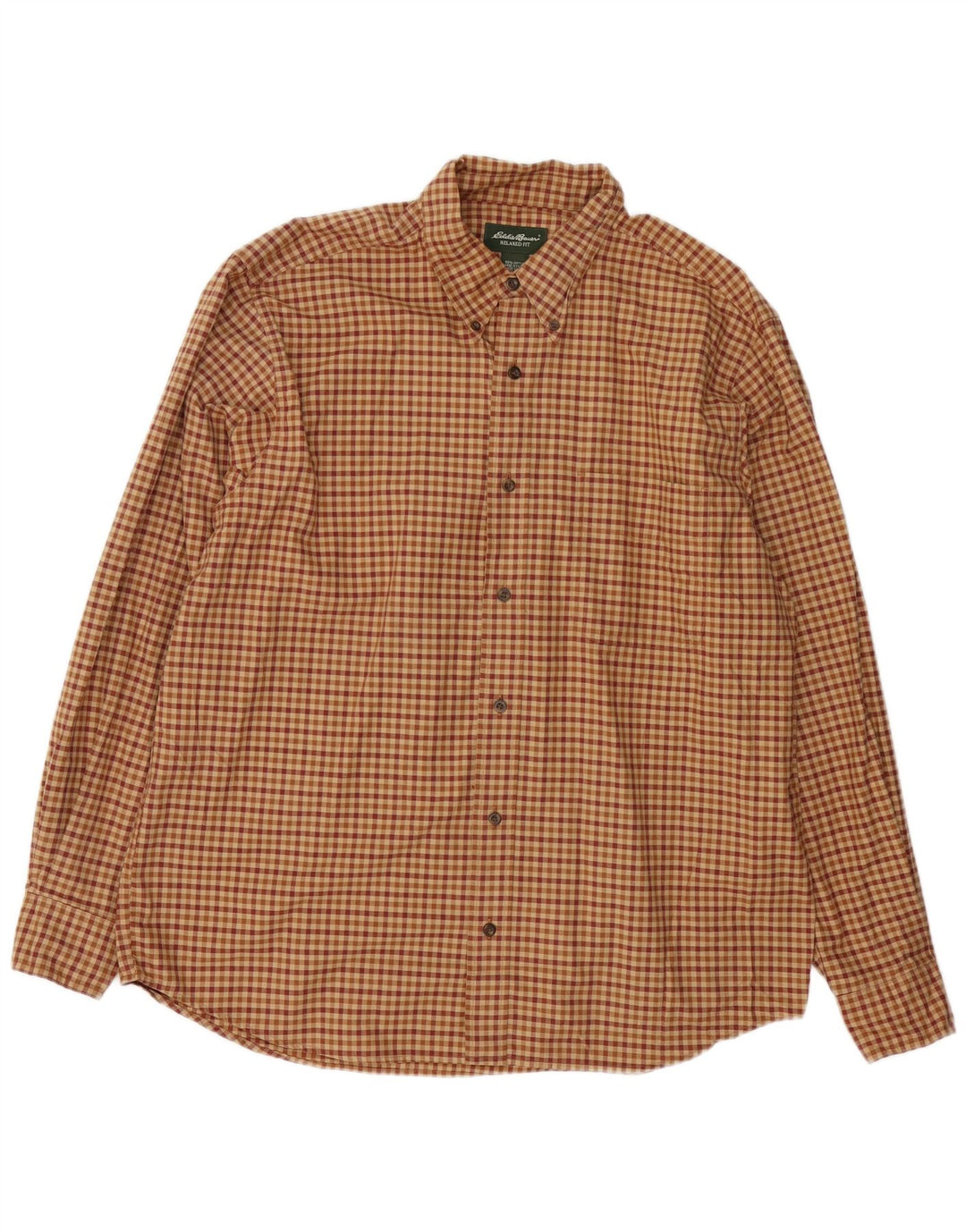 EDDIE BAUER Chemise décontractée en flanelle pour homme en coton vichy marron