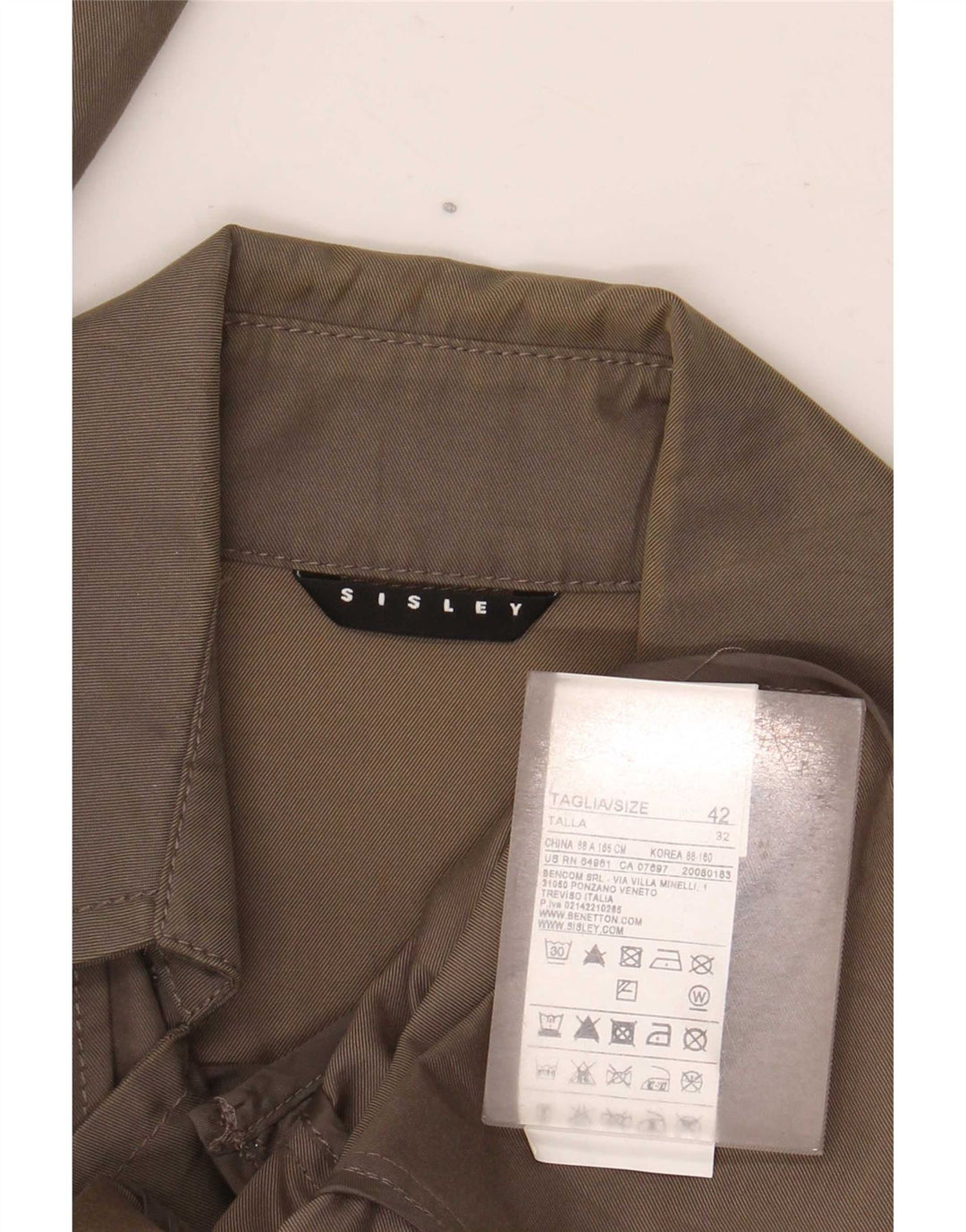 Sisley Trench IT 42 Coton Kaki Moyen Femme