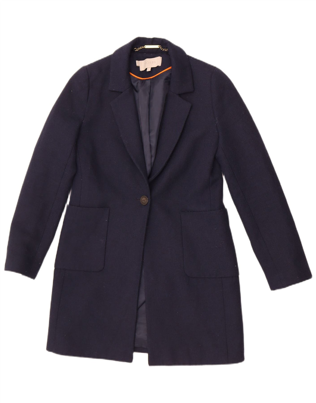 Hobbs Veste blazer longue à 1 bouton pour femme UK 8 Small Bleu marine Polyester