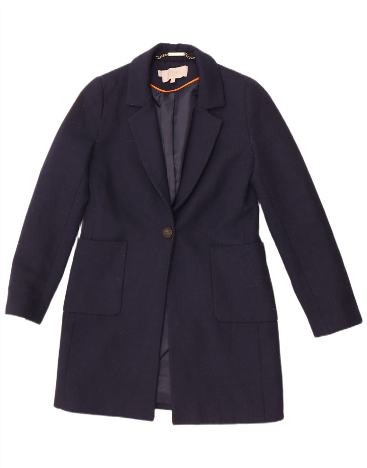 Hobbs Veste blazer longue à 1 bouton pour femme UK 8 Small Bleu marine Polyester