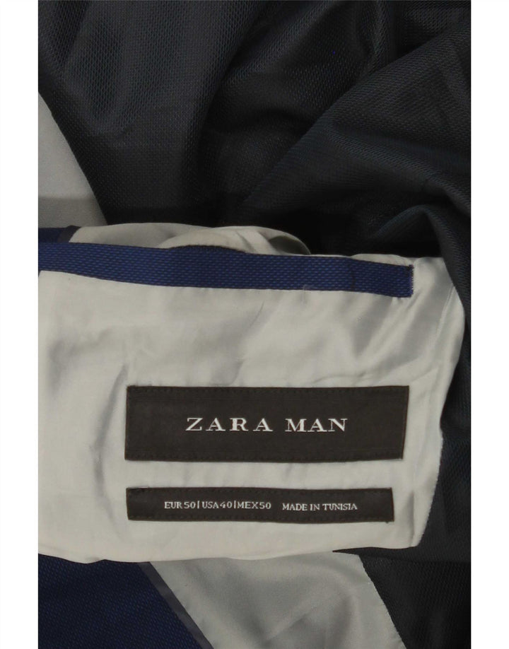 Zara Veste Blazer 2 Boutons Homme EU 50 Bleu Moyen