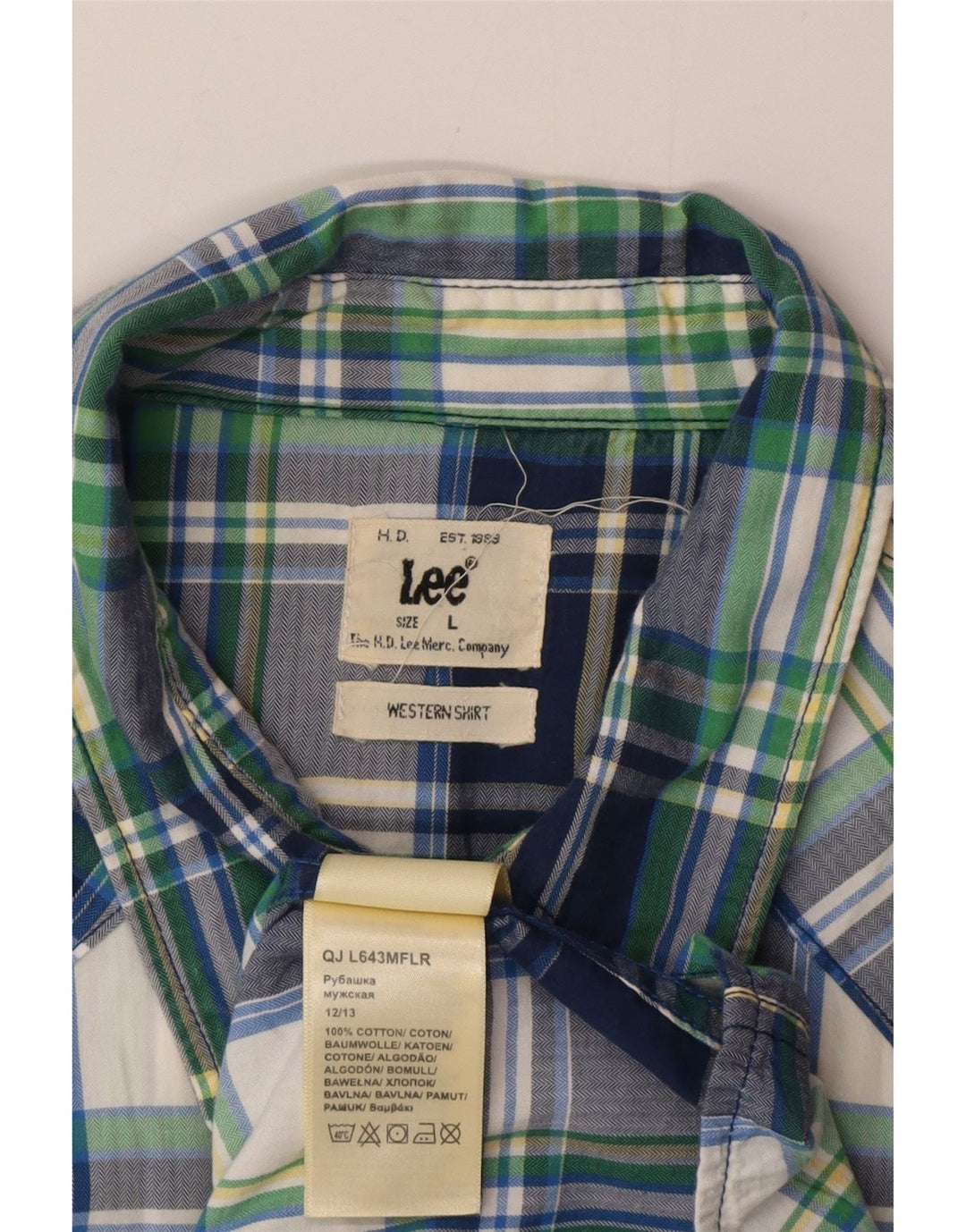 Lee Chemise Homme Grand Carreau Bleu Marine Coton