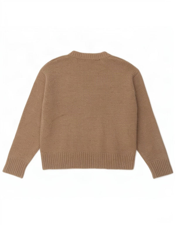 Zara Pull surdimensionné à col rond pour femme UK 10 Petit Marron Polyester