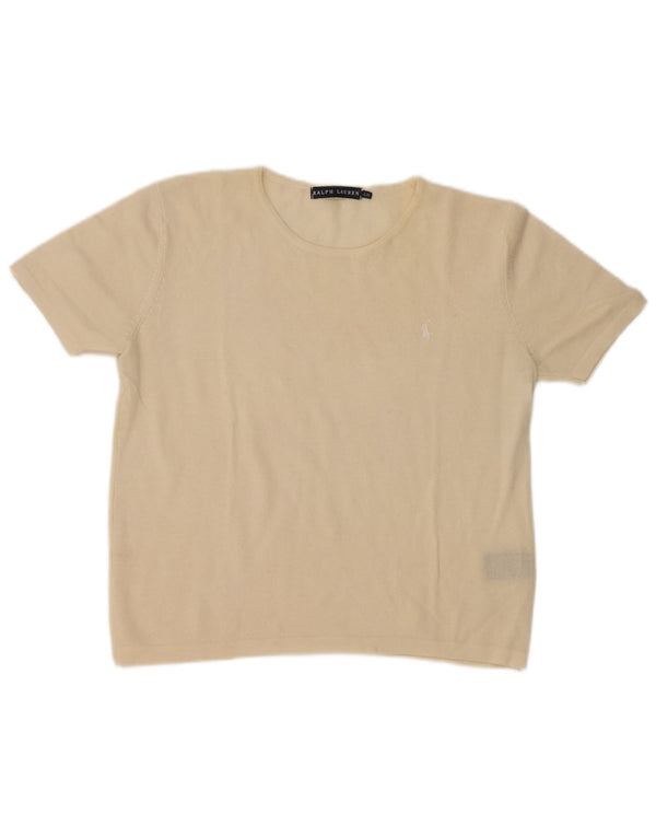 Ralph Lauren Pull à manches courtes et col rond pour femme UK 14 Large Off W
