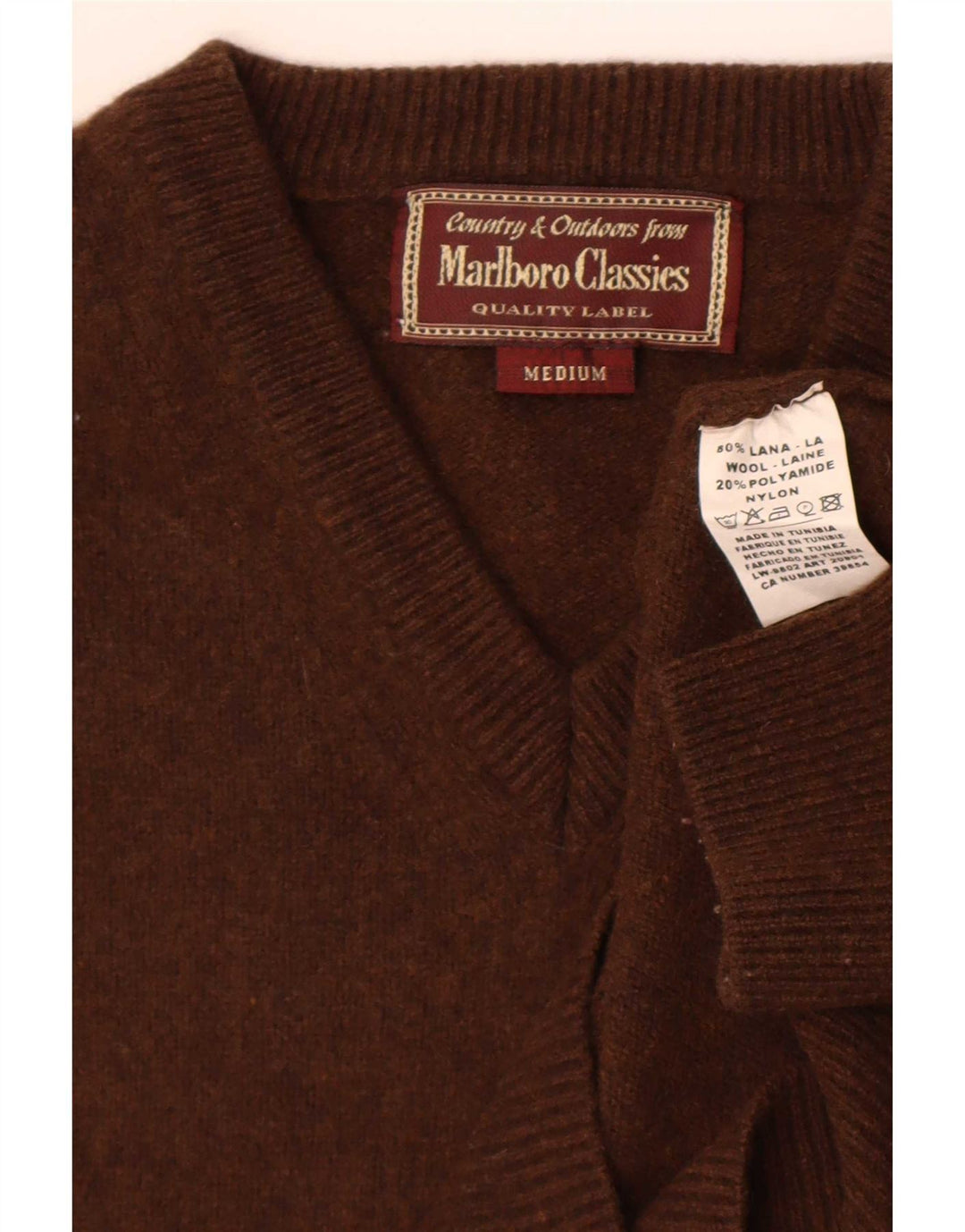 Marlboro Classics Pull col V pour homme en laine marron moyen