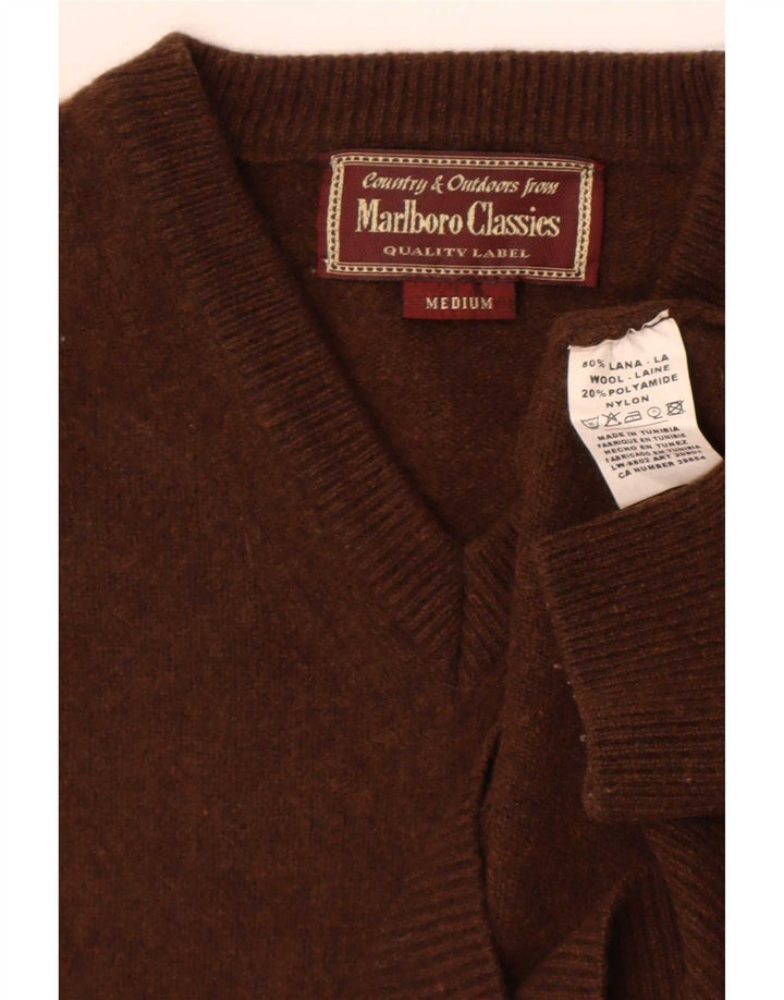 Marlboro Classics Pull col V pour homme en laine marron moyen