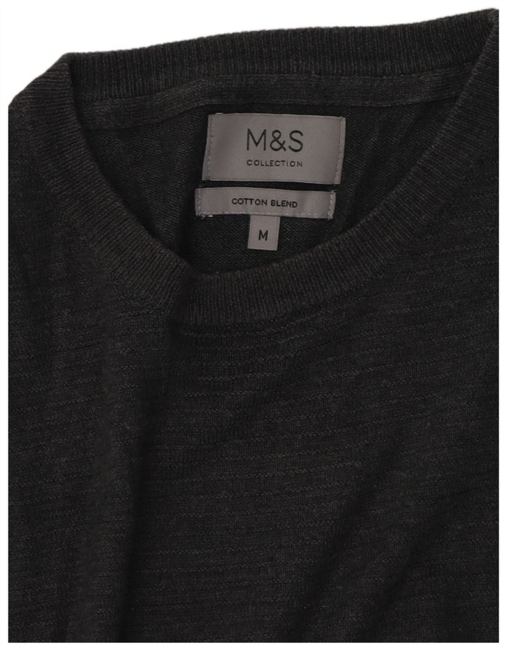 Marks & Spencer Pull Col Ras du Cou Homme Gris Moyen Coton