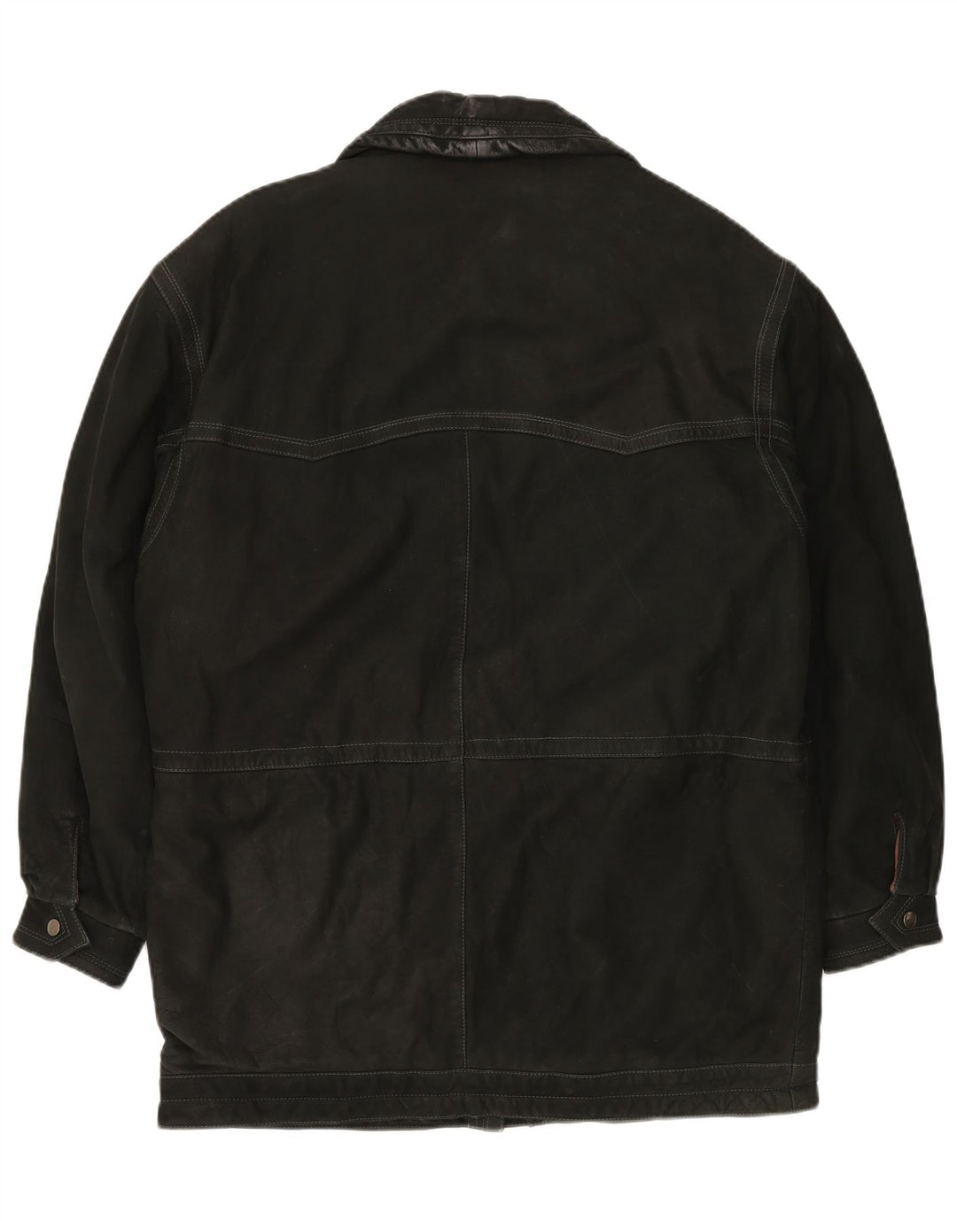 VINTAGE Manteau en Cuir Homme IT 52 XL Cuir Noir