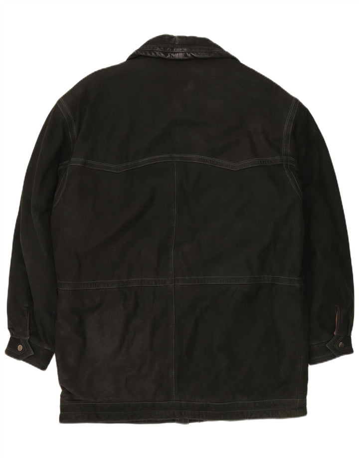 VINTAGE Manteau en Cuir Homme IT 52 XL Cuir Noir