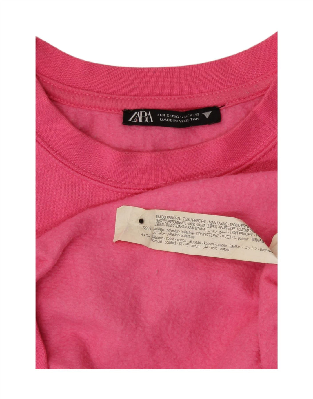 Zara Sweat-shirt surdimensionné pour femme UK 10 Petit polyester rose